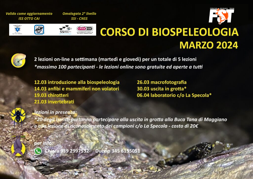 Doppia omologa per il corso di Biospeleologia
